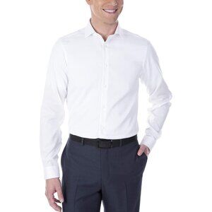 NWOT Calvin Klein Men's M White Long Sleeve Button Dress Dress Shirt